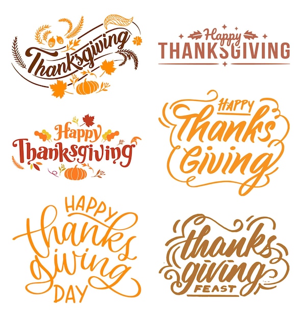 Nieuwe Vector happy Thanksgiving typografie t-shirt design collectie met pompoen