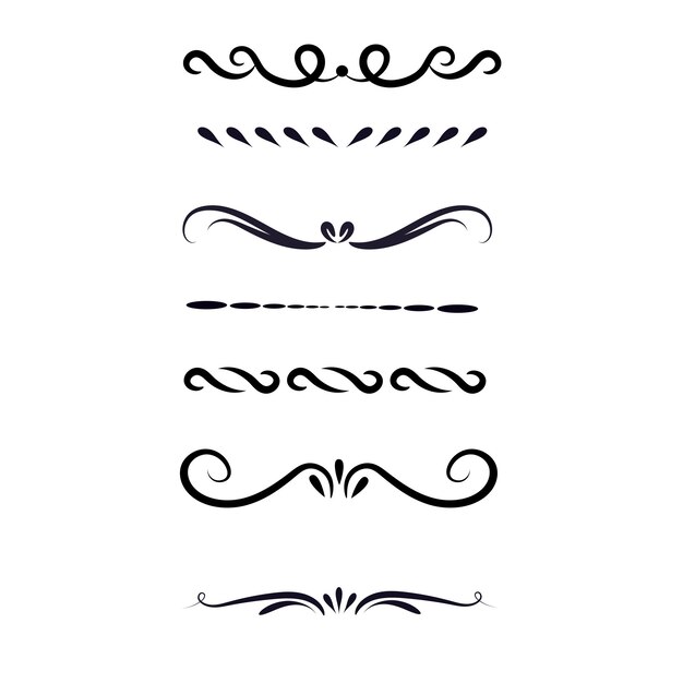 Nieuwe vectorillustratie Set tekstafbakenders en ornamentele kalligrafische lijnen