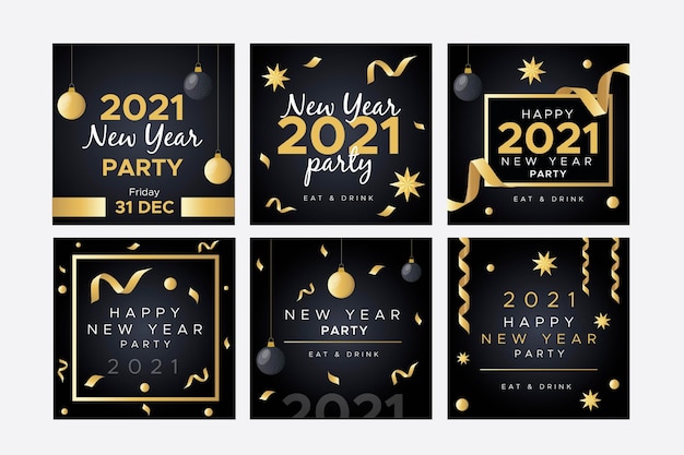 Vector nieuwjaar 2021 party instagram postverzameling