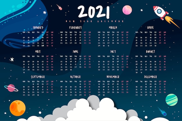 Nieuwjaar 2021 ruimtekalender