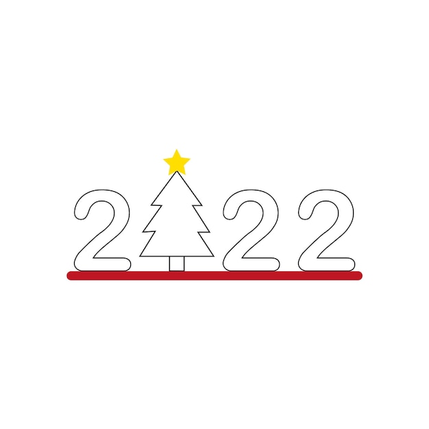 Nieuwjaar 2022-pictogram met een kerstboom Vectorbeelden