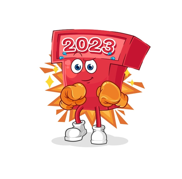 Nieuwjaar 2023 bokser karakter cartoon mascotte vector