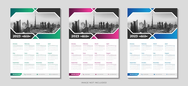 Nieuwjaar 2023 eenvoudige ontwerpsjabloon voor wandkalender