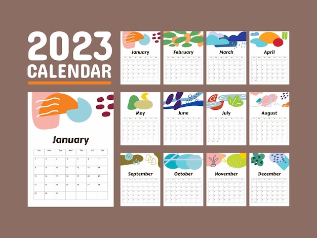 Nieuwjaar 2023 Kalender Planner Sjabloon Abstracte Geometrie Sjabloon