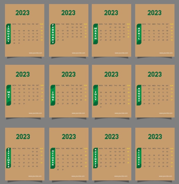 Nieuwjaar 2023 kalendersjabloon