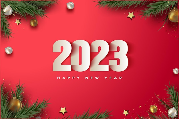 nieuwjaar 2023 met kerstboomversiering.