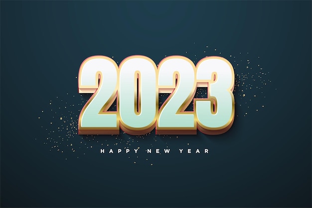 nieuwjaar 2023 met witte en gouden 3D-nummers