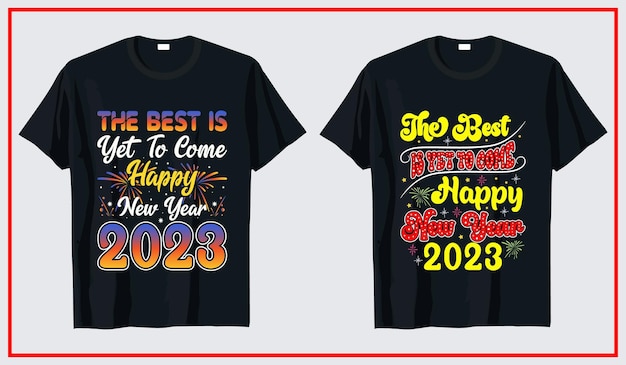 Nieuwjaar 2023 t-shirtontwerp, typografie t-shirt nieuwjaarsbundel