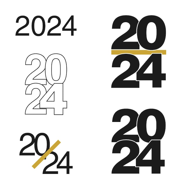 Nieuwjaar 2024 banners op een witte achtergrond