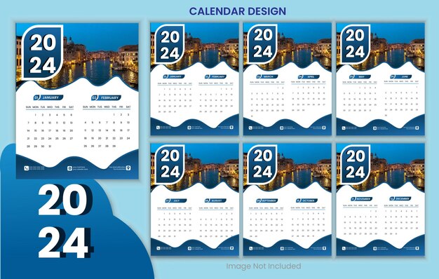 Nieuwjaar 2024 Kalender ontwerpsjabloon