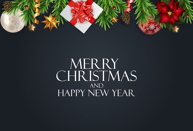 Nieuwjaar en merry christmas achtergrond