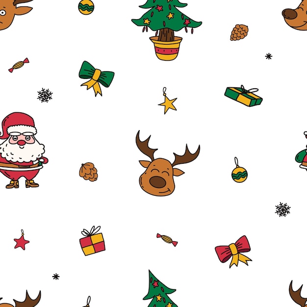 Nieuwjaar tekeningen pictogrammen grote set van feestelijke clipart graphics kerstmis naadloze patroon