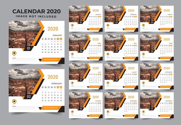 Vector nieuwjaars kalender moderne vorm sjabloonontwerp