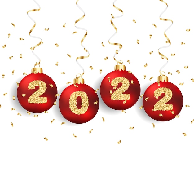 Nieuwjaarsachtergrond met kerstballen 2022