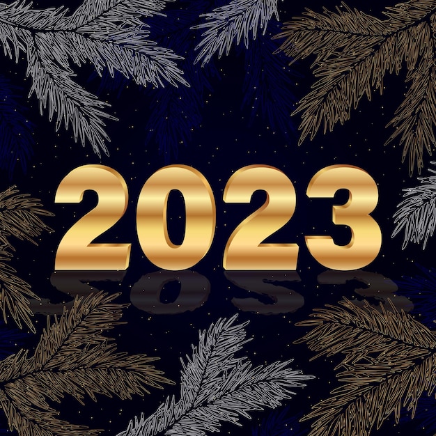 Nieuwjaarsbanner met gouden cijfers 2023