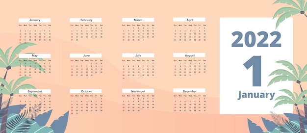 Nieuwjaarskalender 2021 met bloemdecoratie Gratis Vector