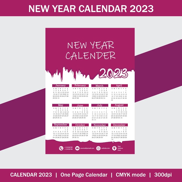 Nieuwjaarskalender ontwerp 2023