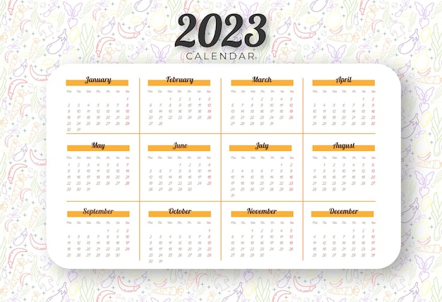 Nieuwjaarskalender voor 2023 in moderne stijl