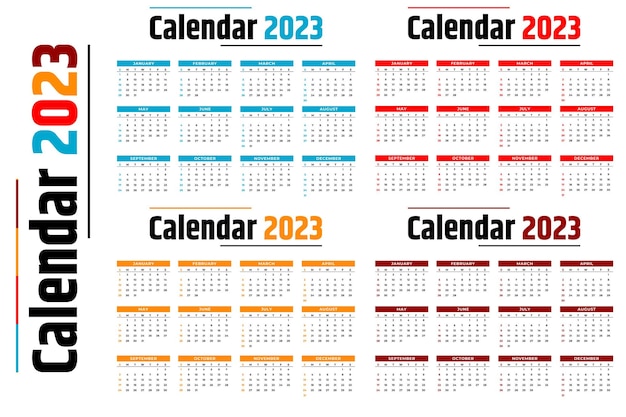 Nieuwjaarskalender voor 2023 in moderne stijl