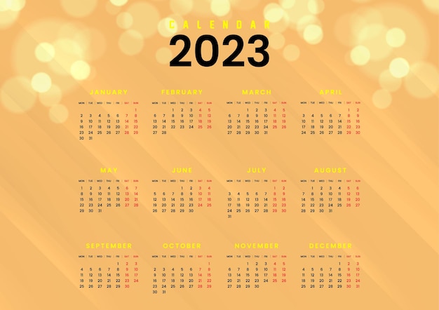 Vector nieuwjaarskalender voor 2023 met vectorillustratie