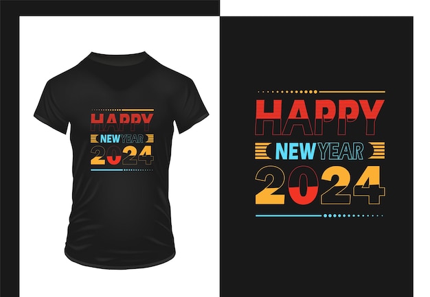 Nieuwjaarsshirtontwerp 2024 met meerdere kleuren