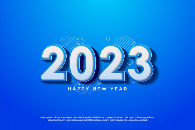 nieuwjaarsviering 2023 op een mooie blauwe kleurenachtergrond.