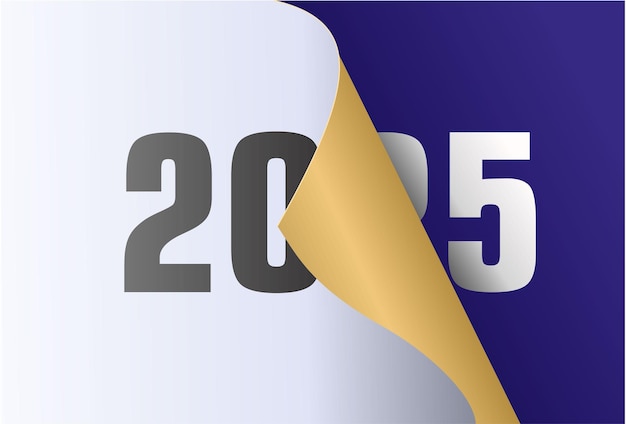 Nieuwjaarsviering witte gouden en blauwe kleurencombinatie Nieuwjaar 2025 groetenkaartontwerp