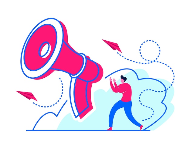 Nieuws aankondigen met Megaphone Vector Illustration Scene