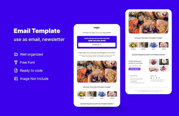 Vector nieuwsbrief en e-mail voor bloemenwinkel en decoratiewinkel