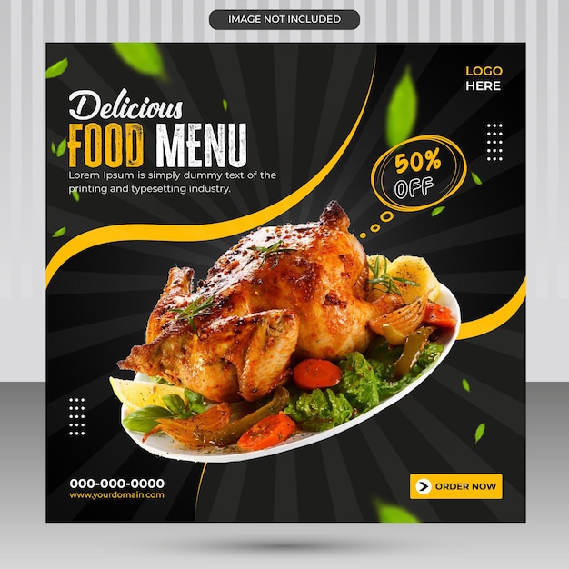 Nieuwste food social media post design vector template