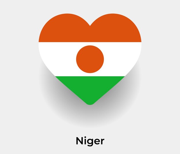 Illustrazione vettoriale dell'icona a forma di cuore della bandiera del niger