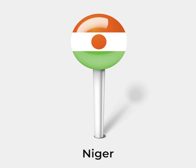 Niger push pin for map vector illustration