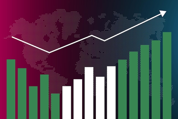 Vector nigeria bar chart graph with ups and downs, increasing values, nigeria country flag on bar graph