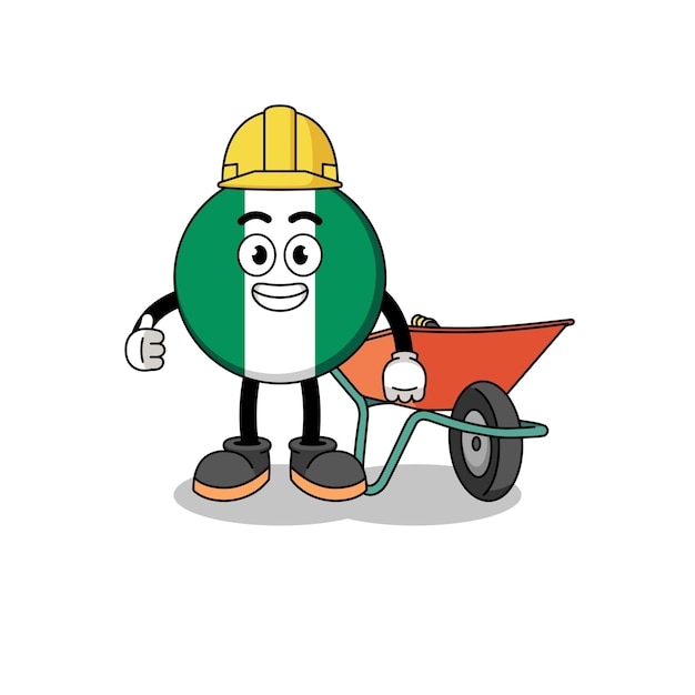 Nigeria flag cartoon as a contractor character design