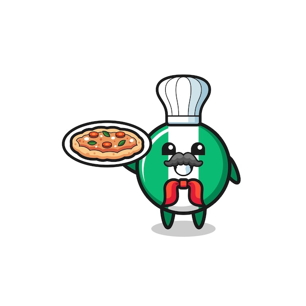 Vector nigeria flag character as italian chef mascotxa