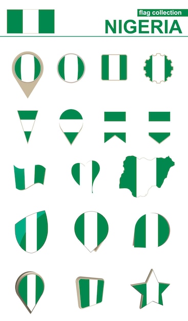 Nigeria Flag Collection Big set for design