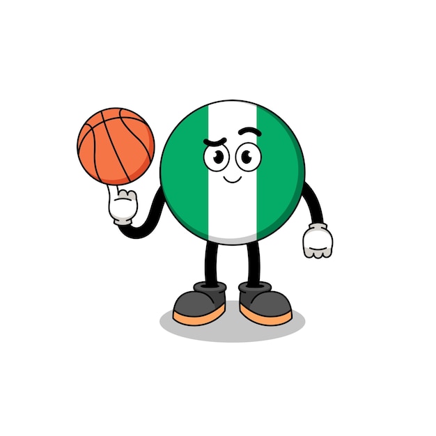 バスケットボール選手のキャラクターデザインとしてのナイジェリアの国旗のイラスト