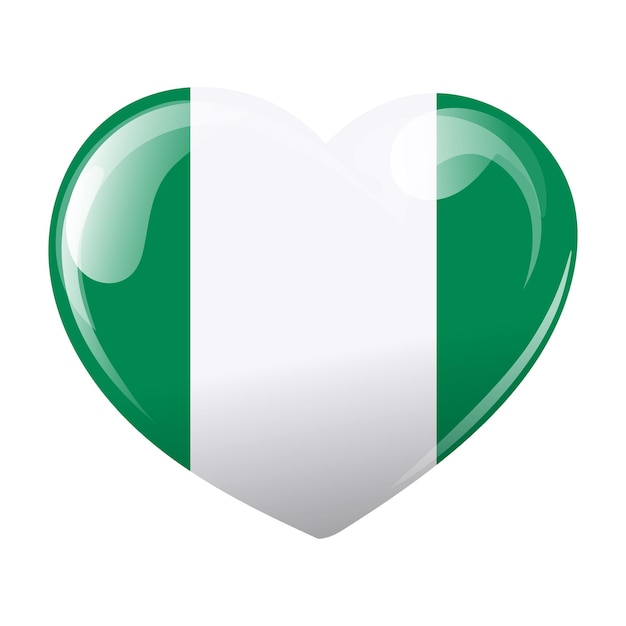 Флаг нигерии в форме сердца сердце с вектором 3d иллюстрации нигерийского флага