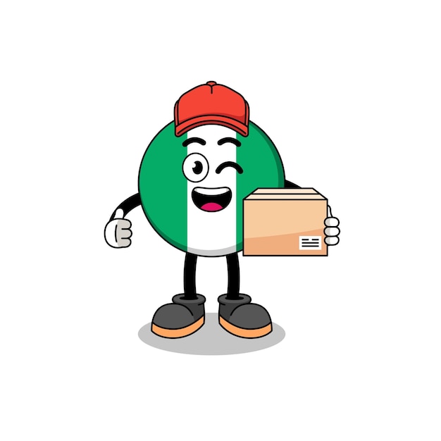 Nigeria flag mascot cartoon as an courier character design