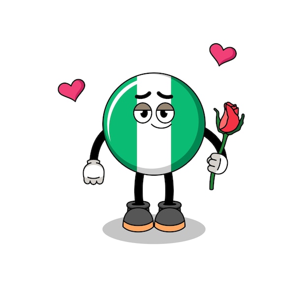 Nigeria flag mascot falling in love