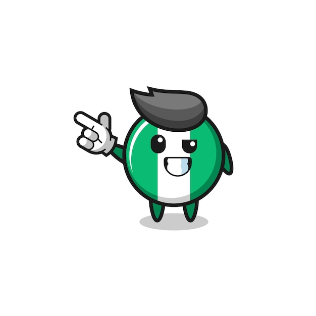 Nigeria flag mascot pointing top leftxa cute designxa