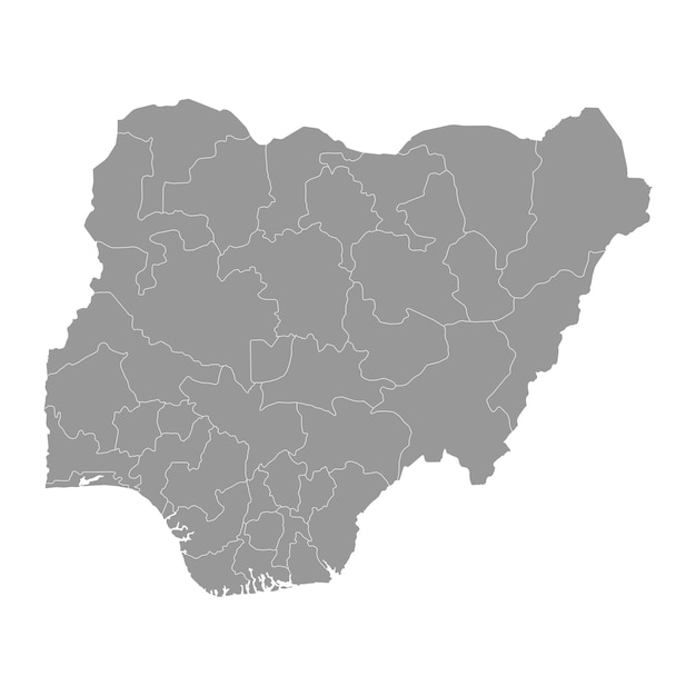 Nigeria grey map with states Vector illustration