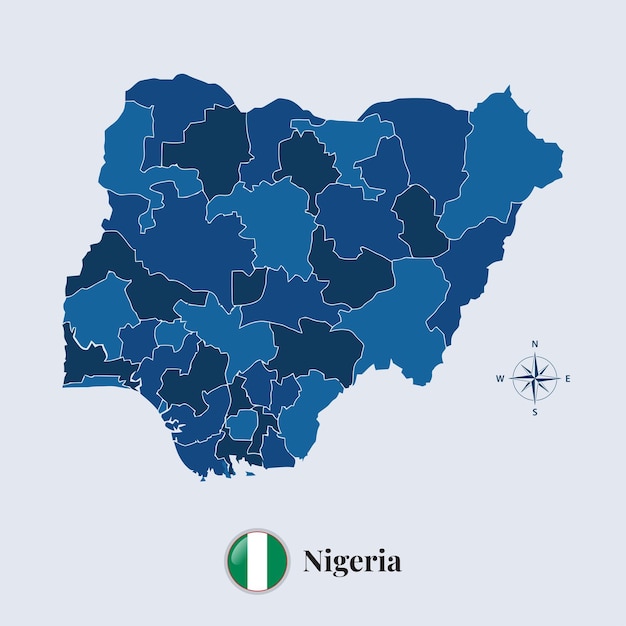 Nigeria map with flag Nigeria flag map