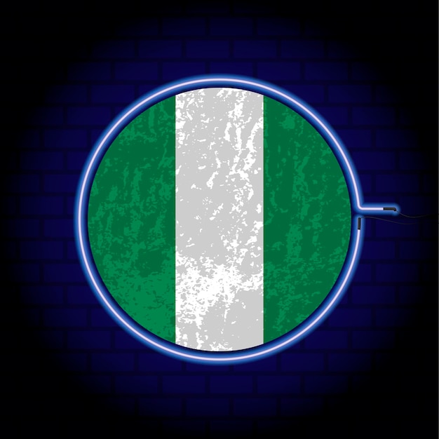 Nigeria neon grunge vlag op muur backgrond Vector illustratie