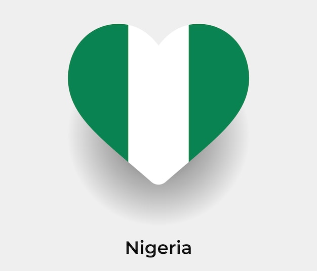 Nigeria vlag hart vorm pictogram vectorillustratie