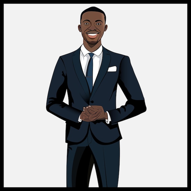 Vector nigerian businessman charachter mature vector illustration