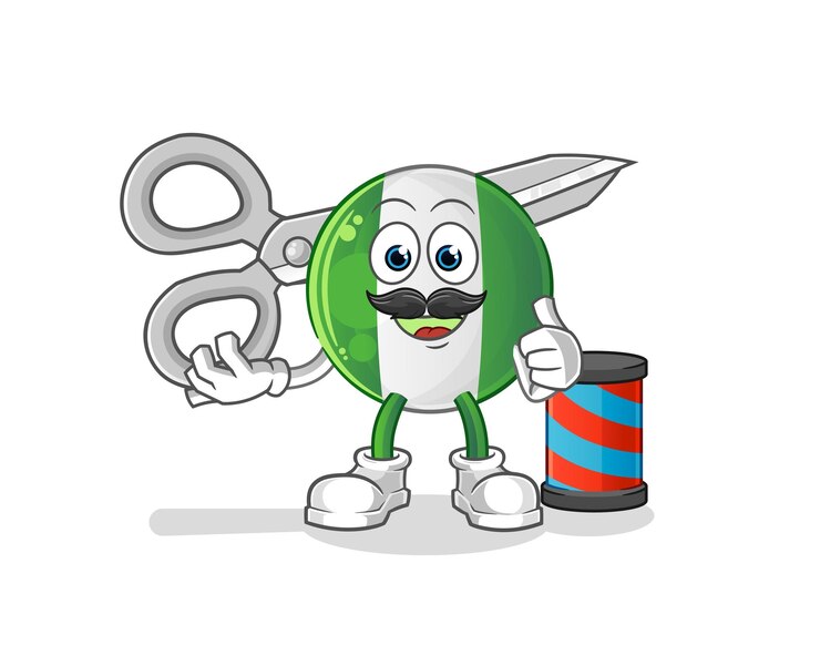 Vector nigerian flag barber cartoon cartoon mascot vector
