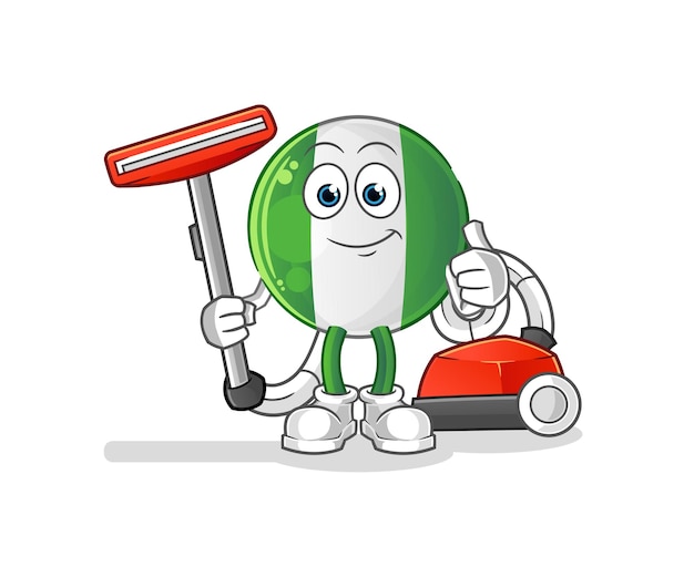 Nigerian flag clean with a vacuum character vector