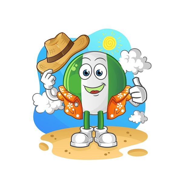 nigerian flag go on vacation. cartoon mascot vector