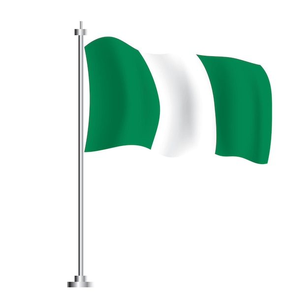 Nigerian Flag Isolated Wave Flag of Nigeria Country